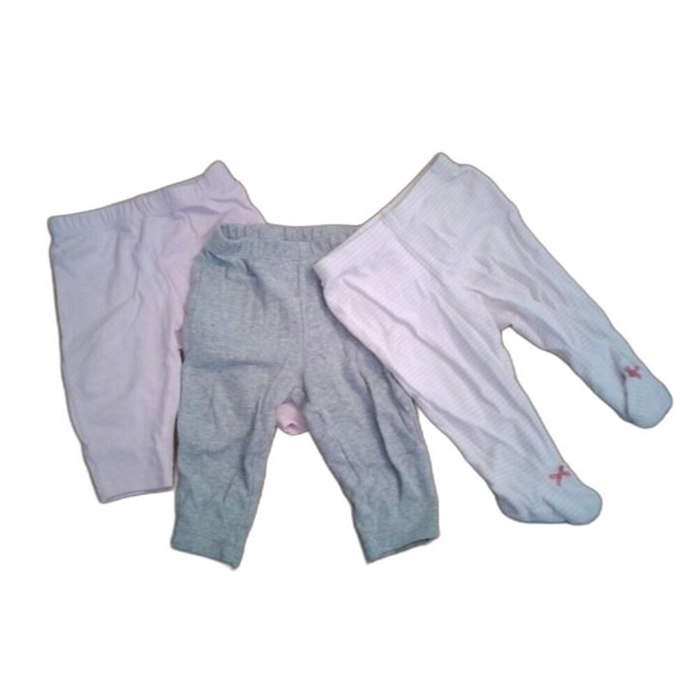 Carter's Baby Girl Pants 3-Pair Bundle Pink, Gray, Ruffles & Bows Size 3 Months